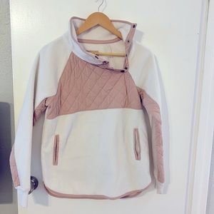 Abercrombie & Fitch Asymmetrical Snap-Up Fleece Size S Pink and white